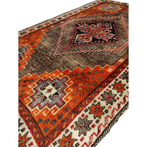 174 x 110 cm Persian Qashqai Persian Tribal Orange Rug - Rugoutlet