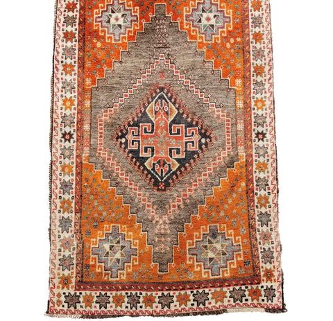 174 x 110 cm Persian Qashqai Persian Tribal Orange Rug - Rugoutlet