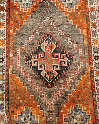 174 x 110 cm Persian Qashqai Persian Tribal Orange Rug - Rugmaster