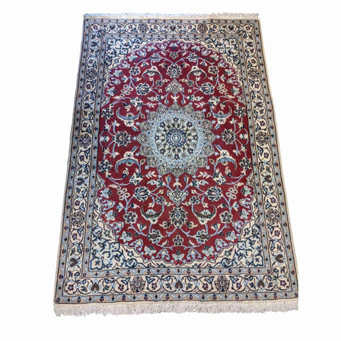 174 x 114 cm Persian Nain Traditional Magenta Rug - Rugoutlet
