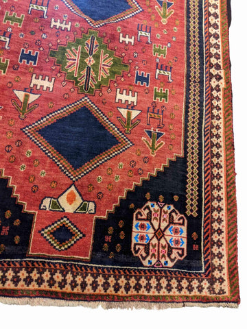 175 x 128 cm Qashqai Tribal Orange Rug - Rugoutlet