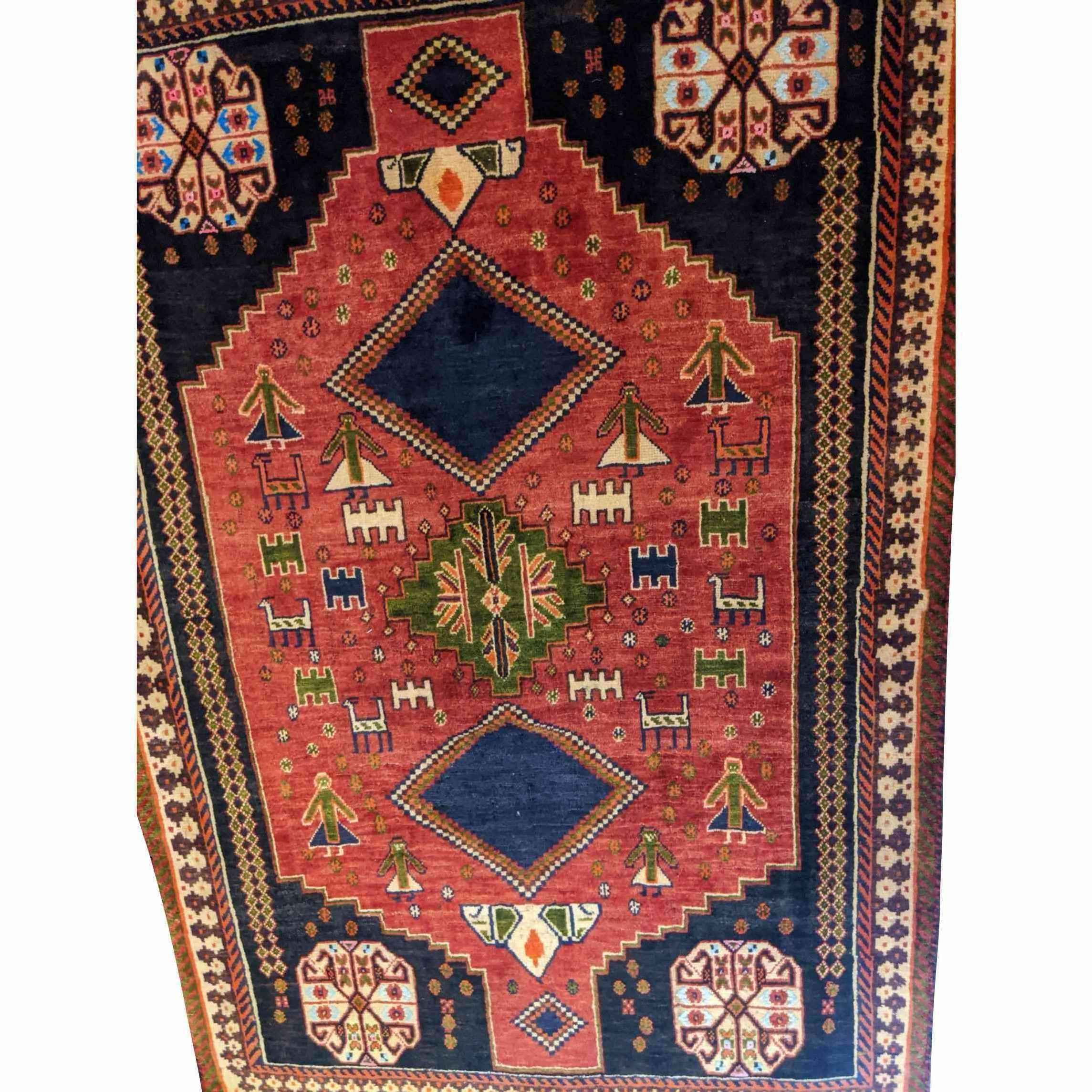 175 x 128 cm Qashqai Tribal Orange Rug - Rugoutlet