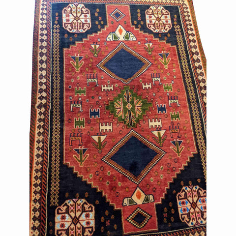 175 x 128 cm Qashqai Tribal Orange Rug - Rugoutlet