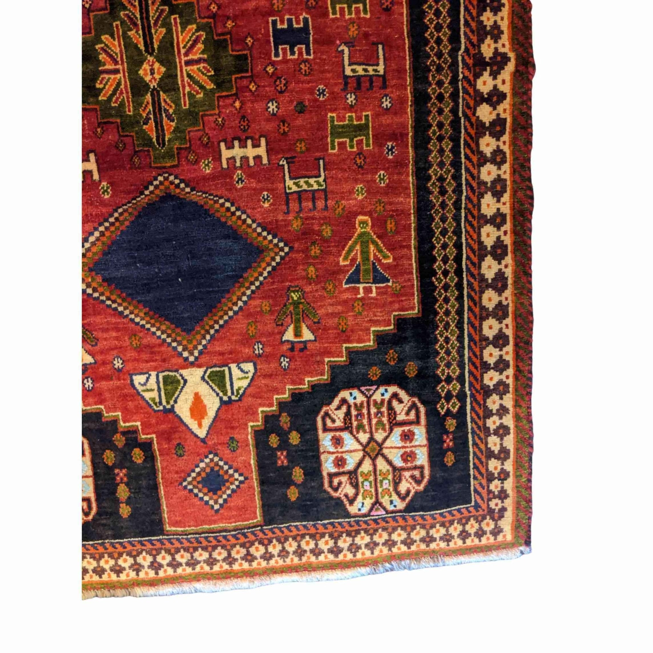 175 x 128 cm Qashqai Tribal Orange Rug - Rugoutlet