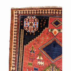 175 x 128 cm Qashqai Tribal Orange Rug - Rugoutlet