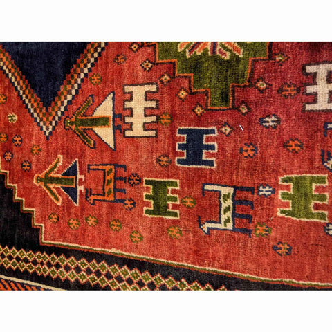 175 x 128 cm Qashqai Tribal Orange Rug - Rugoutlet