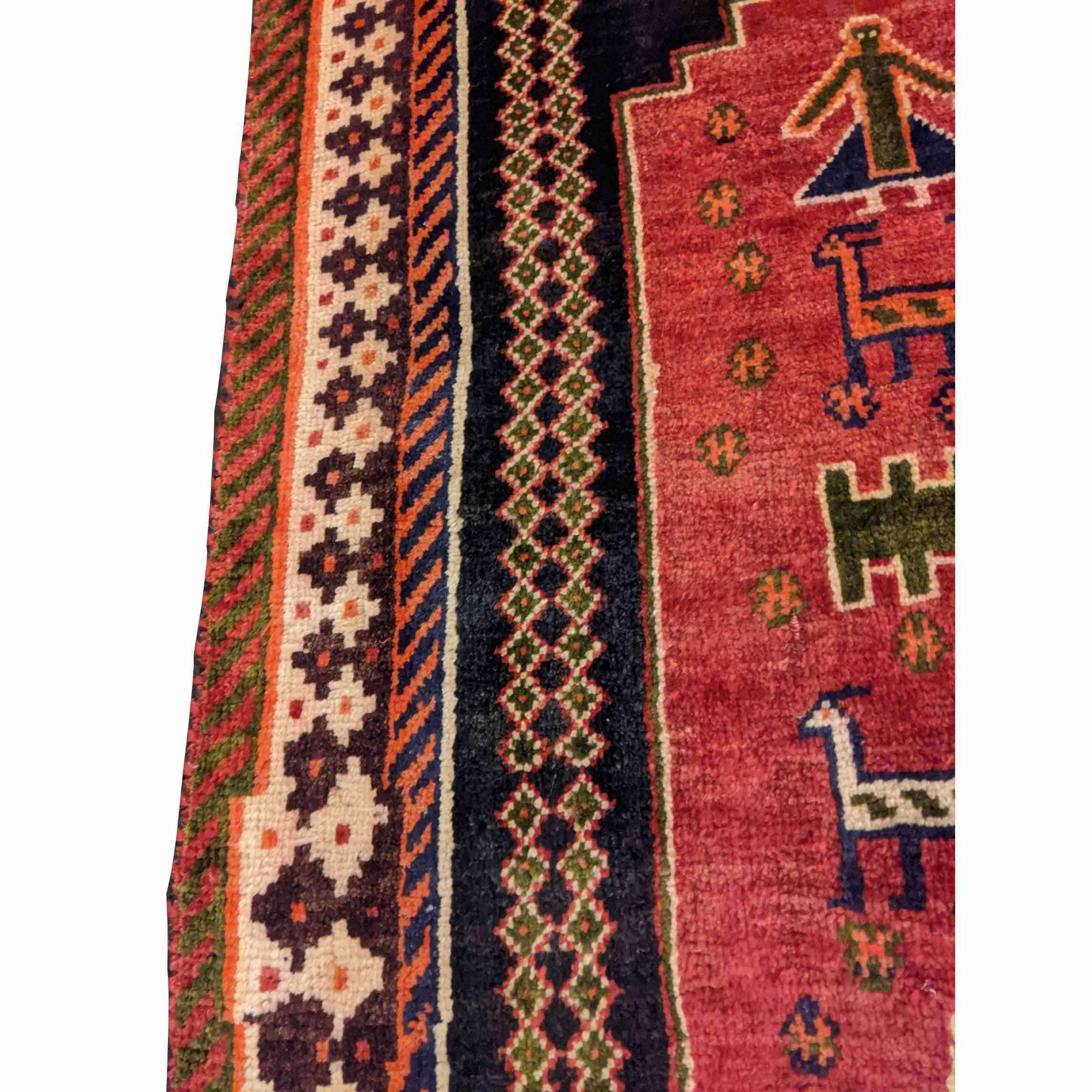 175 x 128 cm Qashqai Tribal Orange Rug - Rugmaster