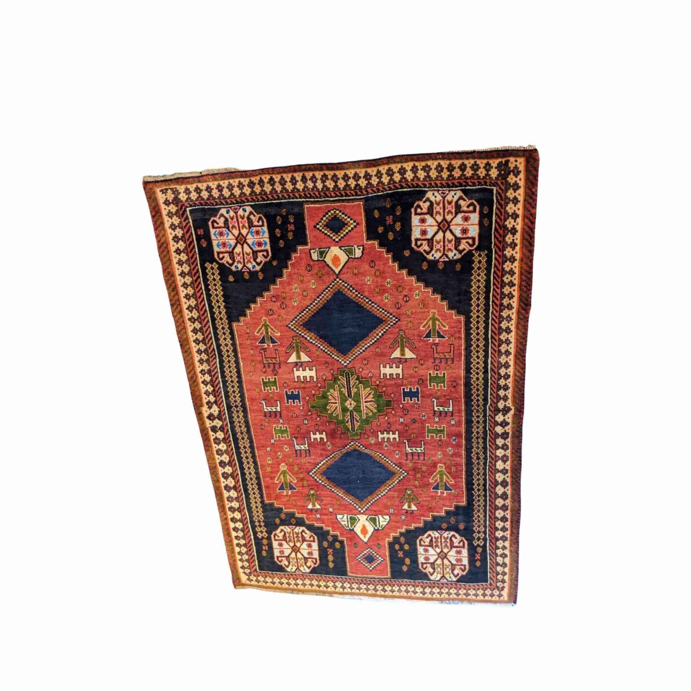 175 x 128 cm Qashqai Tribal Orange Rug - Rugmaster