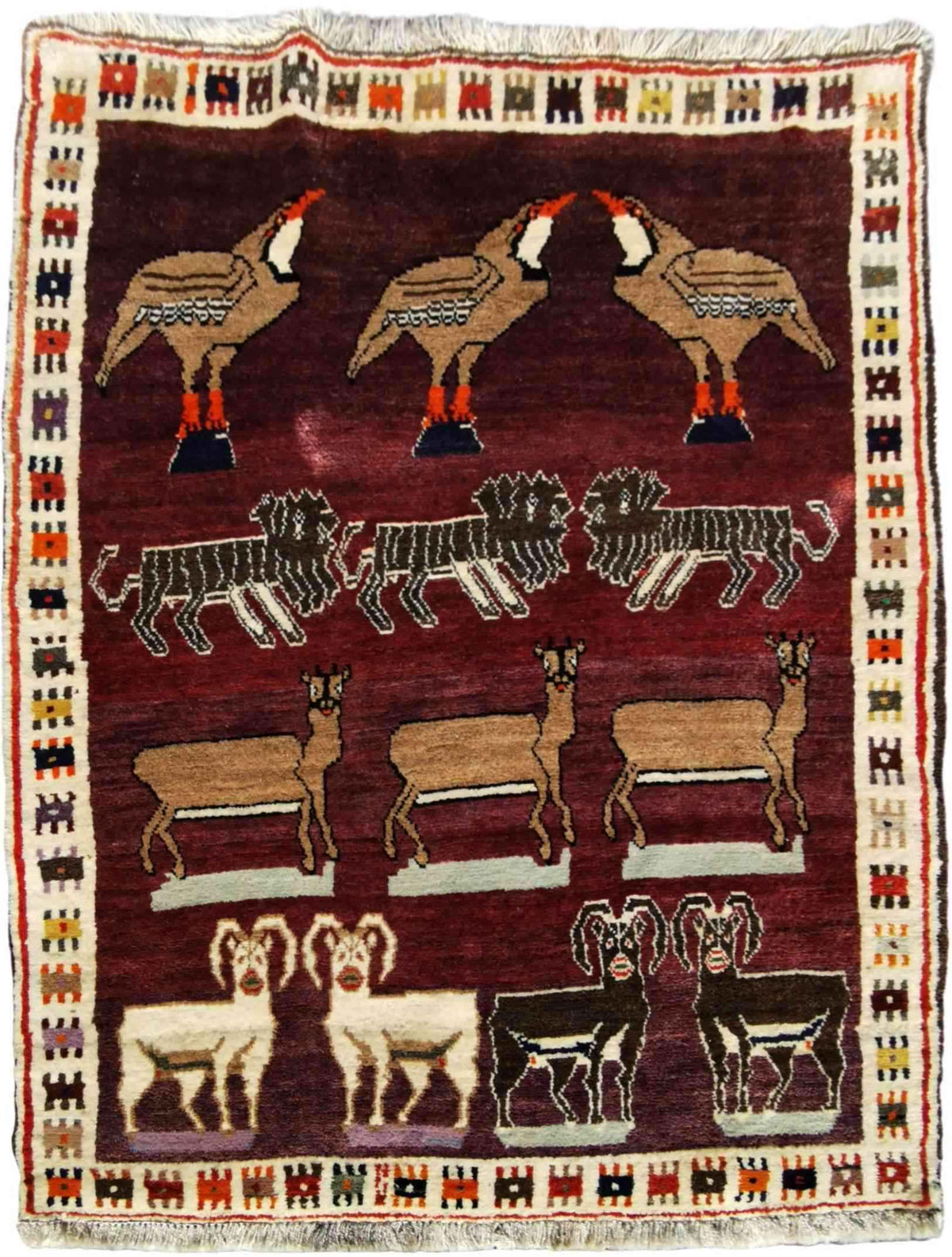 177 x 122 cm Shiraz Persian Qashqai Tribal Red Rug - Rugmaster