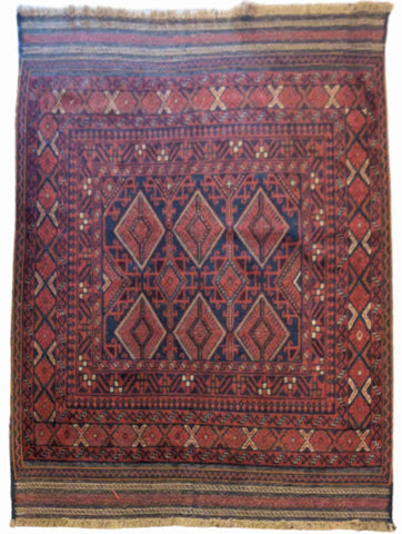 178 x 141 cm Afghan Mushwani Tribal Red Rug - Rugoutlet