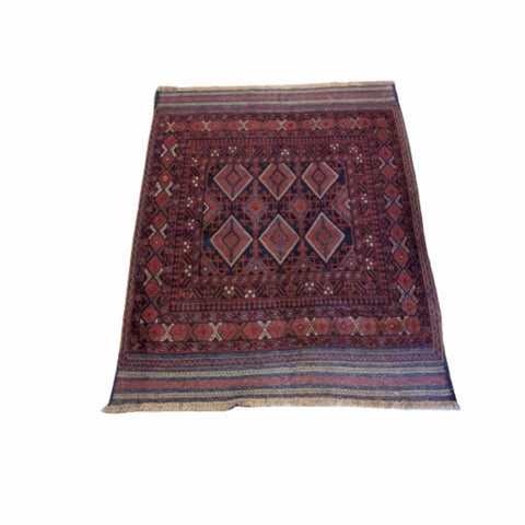 178 x 141 cm Afghan Mushwani Tribal Red Rug - Rugoutlet