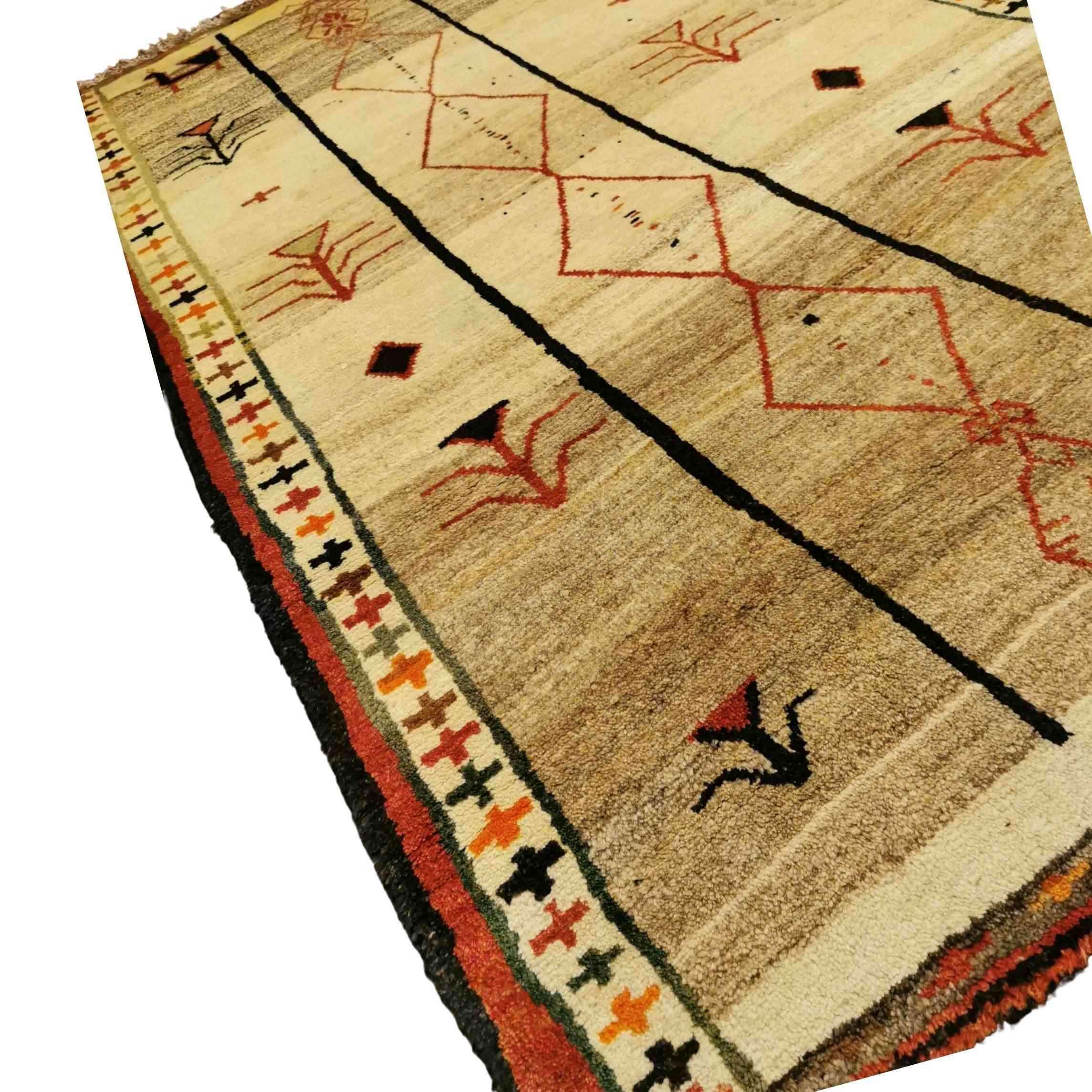 180 x 101 cm Qashqai Tribal Beige Rug - Rugmaster