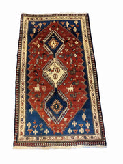 180 x 105 cm yalameh Nomadic Shiraz Tribal Blue Rug - Rugmaster