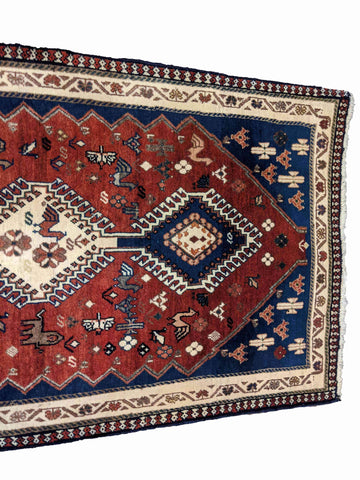 180 x 105 cm yalameh Nomadic Shiraz Tribal Blue Rug - Rugoutlet