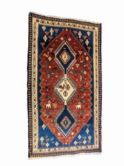 180 x 105 cm yalameh Nomadic Shiraz Tribal Blue Rug - Rugmaster