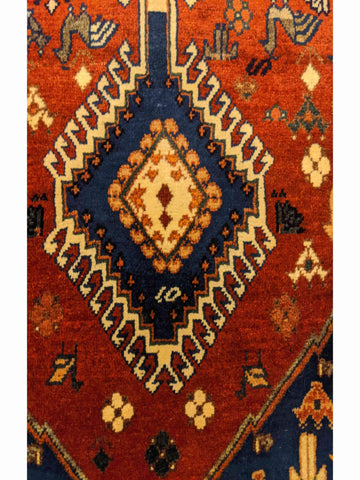 180 x 105 cm yalameh Nomadic Shiraz Tribal Blue Rug - Rugoutlet