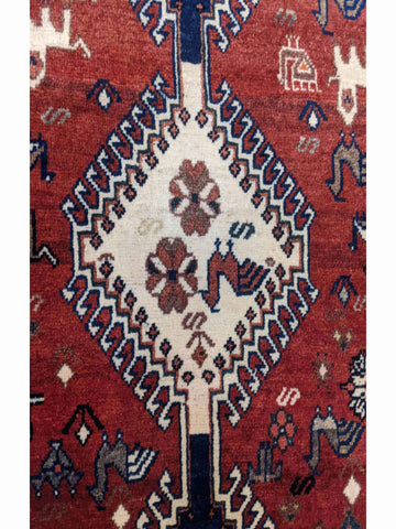 180 x 105 cm yalameh Nomadic Shiraz Tribal Blue Rug - Rugoutlet