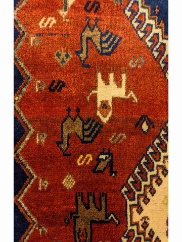 180 x 105 cm yalameh Nomadic Shiraz Tribal Blue Rug - Rugoutlet