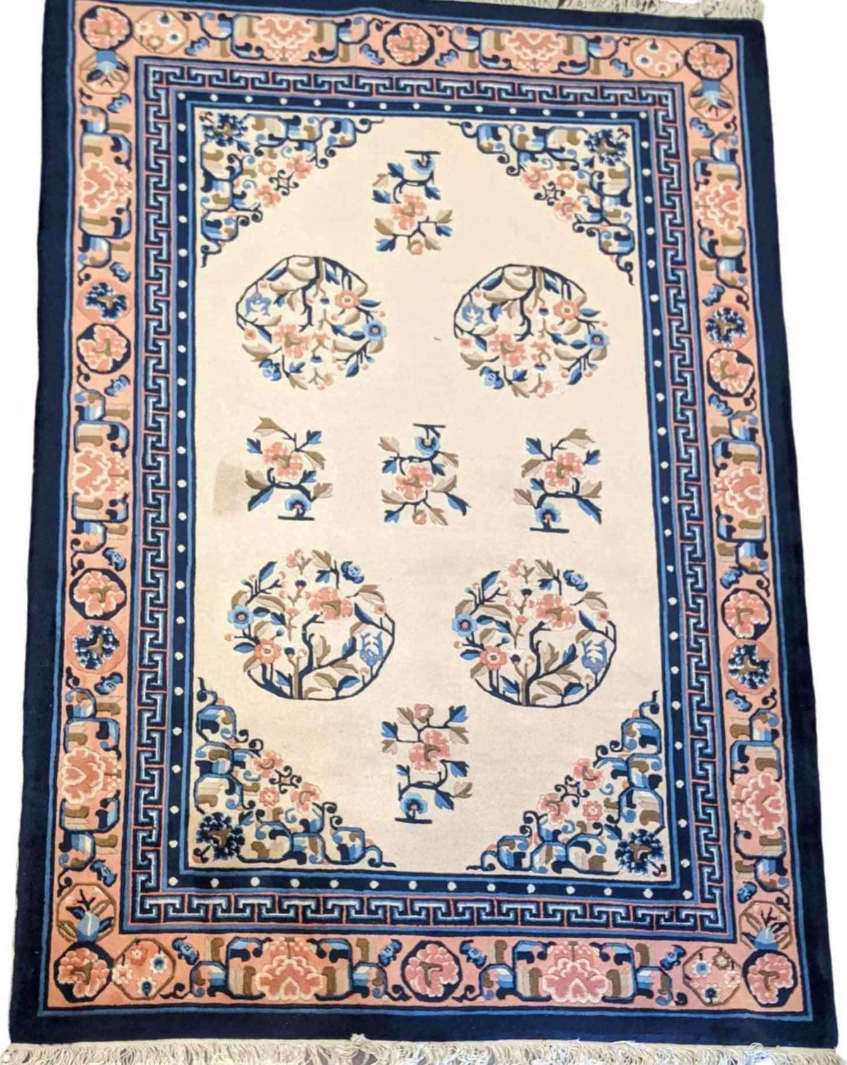 180 x 120 cm Old Chinese Traditional White Rug - Rugmaster