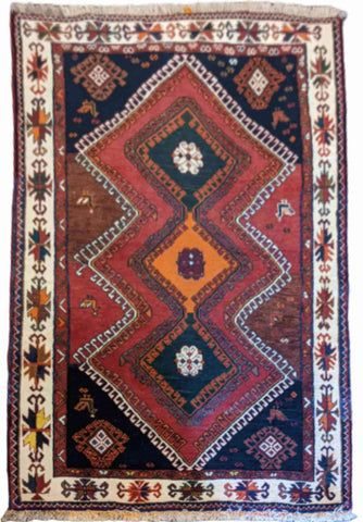 180 x 120 cm Qashqai Tribal Red Rug - Rugoutlet