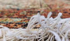 180 x 122 cm Kashmir Silk Orange White Pattern Traditional White Rug - Rugoutlet