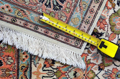 180 x 122 cm Kashmir Silk Orange White Pattern Traditional White Rug - Rugoutlet