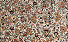 180 x 122 cm Kashmir Silk Orange White Pattern Traditional White Rug - Rugoutlet