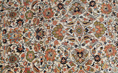 180 x 122 cm Kashmir Silk Orange White Pattern Traditional White Rug - Rugoutlet
