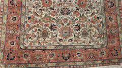 180 x 122 cm Kashmir Silk Orange White Pattern Traditional White Rug - Rugoutlet