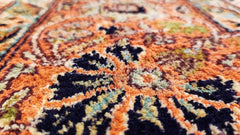 180 x 122 cm Kashmir Silk Orange White Pattern Traditional White Rug - Rugoutlet