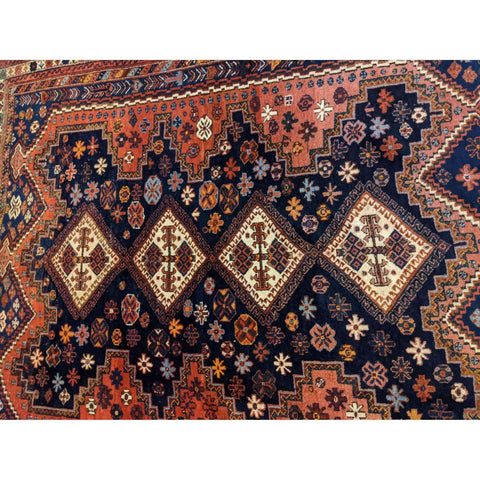 180 x 145 cm Old Qashqai Traditional Orange Rug - Rugoutlet