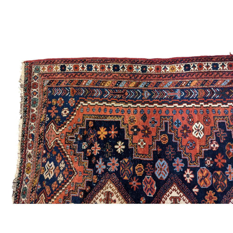 180 x 145 cm Old Qashqai Traditional Orange Rug - Rugoutlet