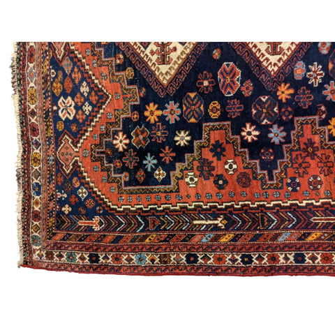 180 x 145 cm Old Qashqai Traditional Orange Rug - Rugoutlet