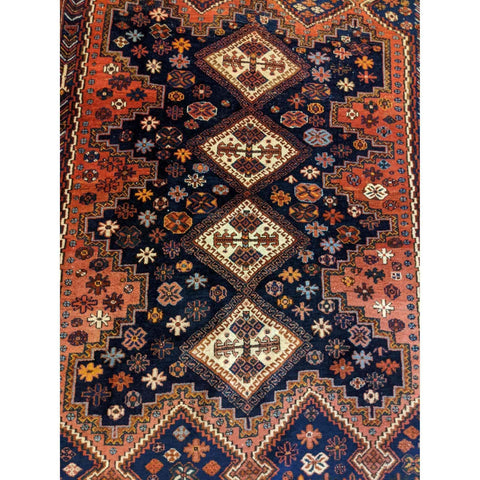 180 x 145 cm Old Qashqai Traditional Orange Rug - Rugmaster