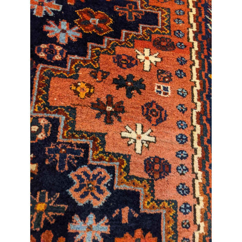 180 x 145 cm Old Qashqai Traditional Orange Rug - Rugmaster