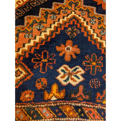 180 x 145 cm Old Qashqai Traditional Orange Rug - Rugoutlet