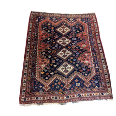 180 x 145 cm Old Qashqai Traditional Orange Rug - Rugmaster