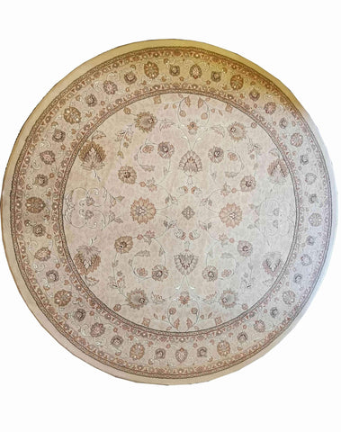 180D Power Loom Round Beige Rug - Rugoutlet