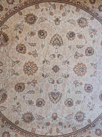 180D Power Loom Round Beige Rug - Rugoutlet
