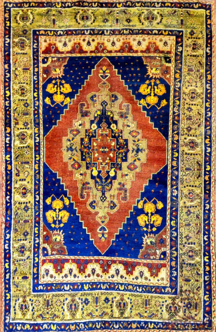 180 x 120 cm (5.91 x 3.94 ft) Old Anatolian Antique Hand Knotted Yellow Rug - Rugoutlet