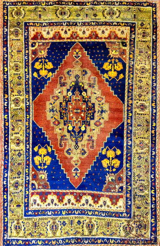 180 x 120 cm (5.91 x 3.94 ft) Old Anatolian Antique Hand Knotted Yellow Rug - Rugoutlet