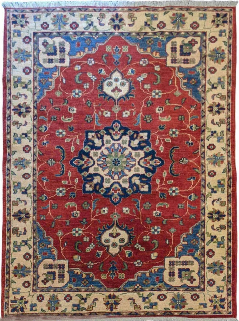 181 x 117 cm Dye Sarugh Traditional Red Rug - Rugoutlet