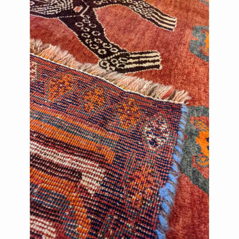 182 x 122 cm Qashqai Tribal Red Lion Rug - Rugoutlet