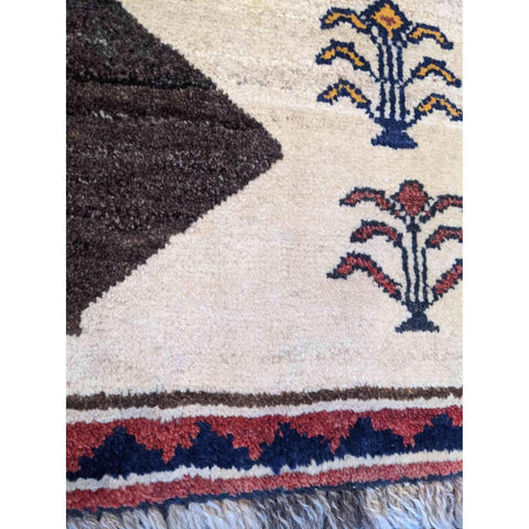 182 x 92 cm Qashqai Persian Tribal White Rug - Rugmaster