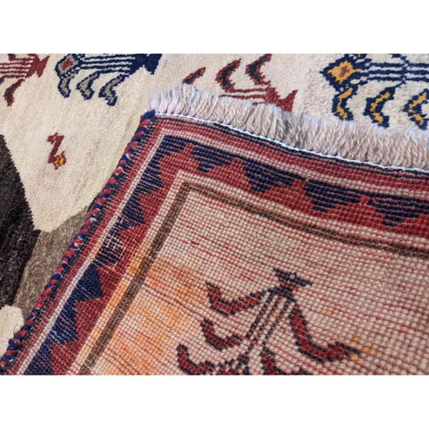 182 x 92 cm Qashqai Persian Tribal White Rug - Rugmaster