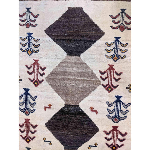 182 x 92 cm Qashqai Persian Tribal White Rug - Rugmaster