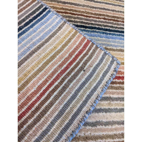 183 x 120 cm Handmade striped White Rug - Rugoutlet