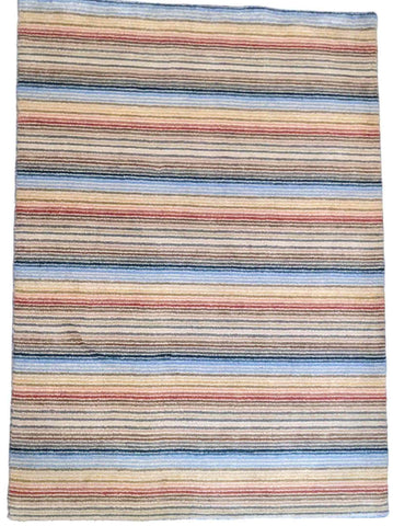 183 x 120 cm Handmade striped White Rug - Rugoutlet