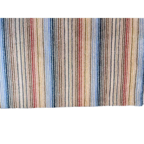 183 x 120 cm Handmade striped White Rug - Rugoutlet