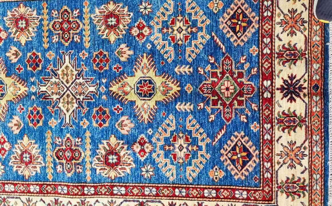 183 x 121 cm Super Kazak Wool Pakistan Traditional Blue Rug - Rugmaster